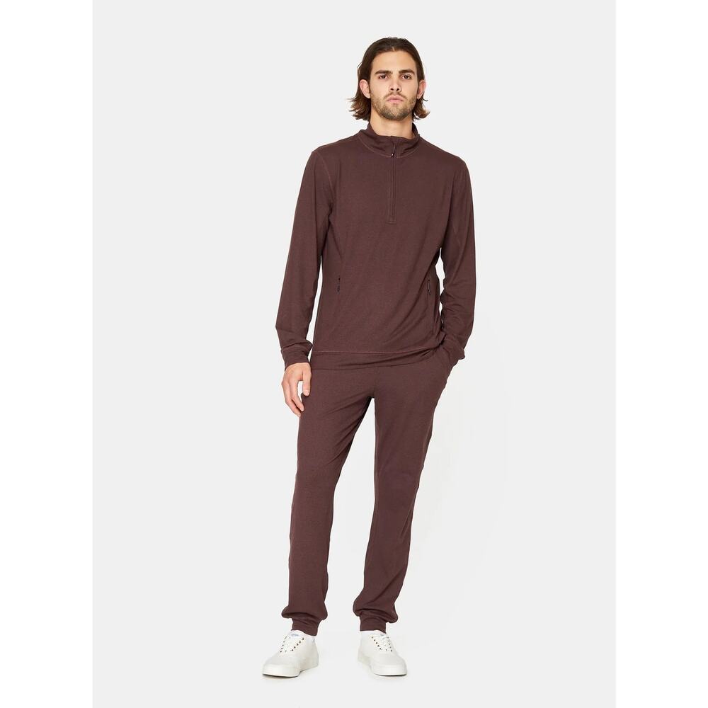 7DIAMONDS Core Performance Quarter-Zip Pullover in heather mahogany